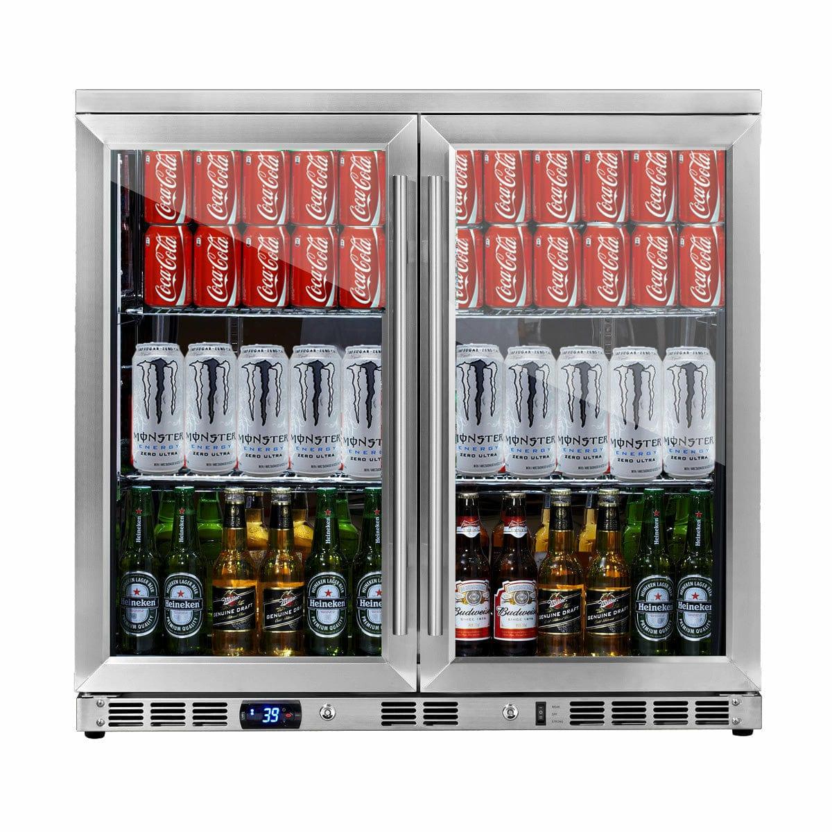 Kings Bottle 36'' Heating Glass 2 Door Built In Beverage Fridge - KBU56M - ShopHubDepot