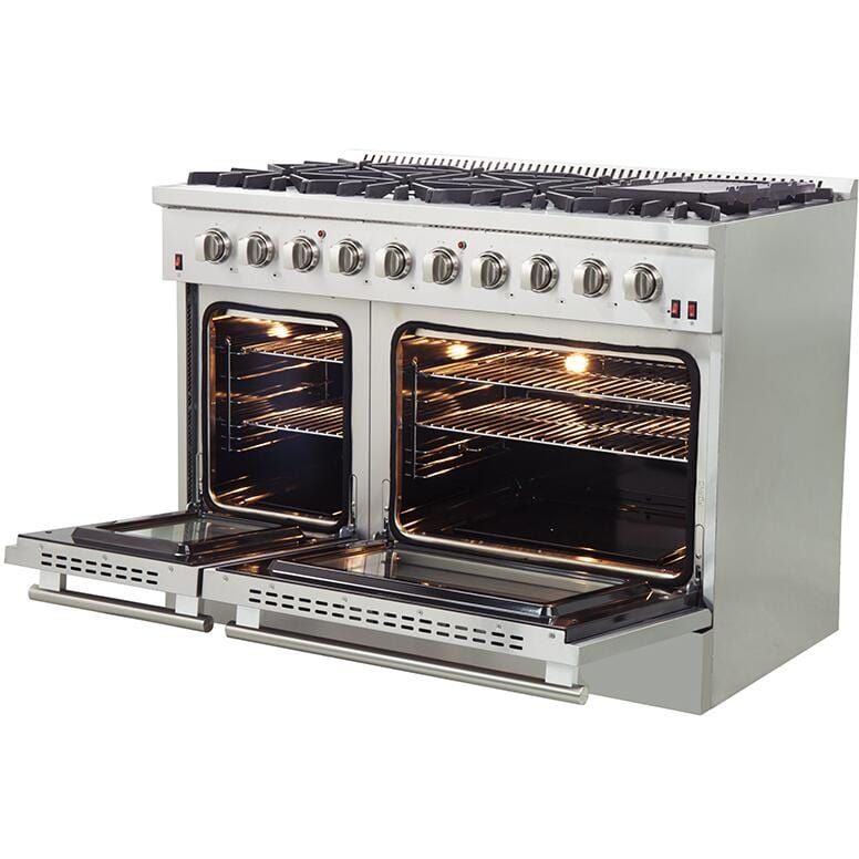 Forno 48 Inch Galiano Gas Range in Stainless Steel 8 Italian Burners, FFSGS6244-48