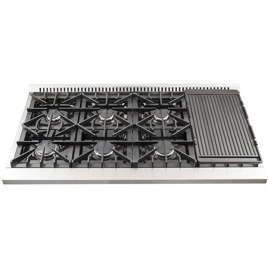 Forno Appliace Package - 48 Inch Gas Range, Wall Mount Range Hood, Refrigerator, Microwave Drawer, Dishwasher, AP-FFSGS6244-48-8