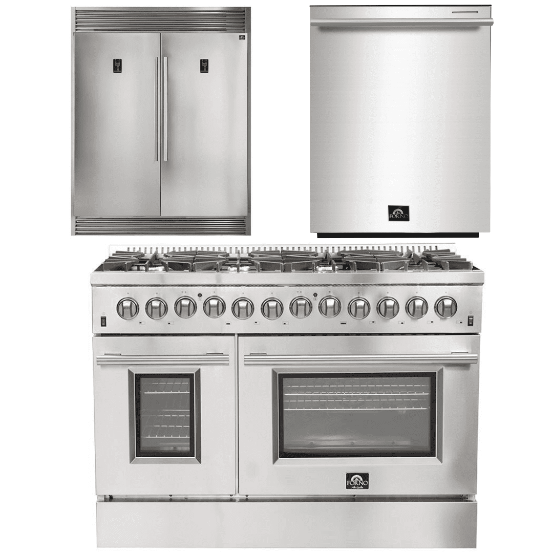 Forno Appliance Package - 48 Inch Dual Fuel Range, Dishwasher, 60 Inch Refrigerator, AP-FFSGS6156-48-5 - ShopHubDepot