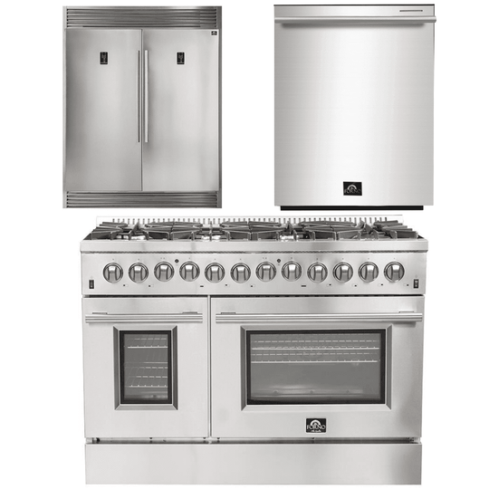 Forno Appliance Package - 48 Inch Dual Fuel Range, Dishwasher, 60 Inch Refrigerator, AP-FFSGS6156-48-5 - ShopHubDepot