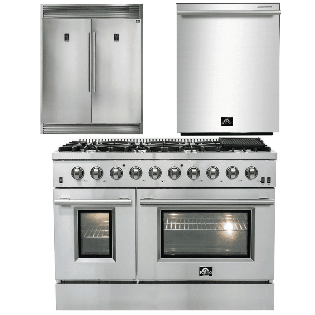 Forno Appliance Package - 48 Inch Gas Range, Dishwasher, 60 Inch Refrigerator, AP-FFSGS6244-48-5 - ShopHubDepot
