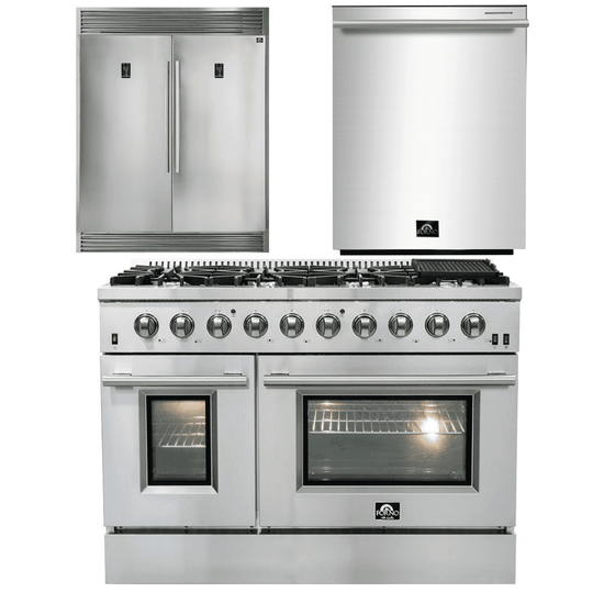 Forno Appliance Package - 48 Inch Gas Range, Dishwasher, 60 Inch Refrigerator, AP-FFSGS6244-48-5 - ShopHubDepot