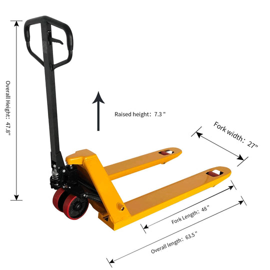 Apollolift Pallet Truck - Standard 5500lbs  48 x 27" Fork - A-1007 - ShopHubDepot