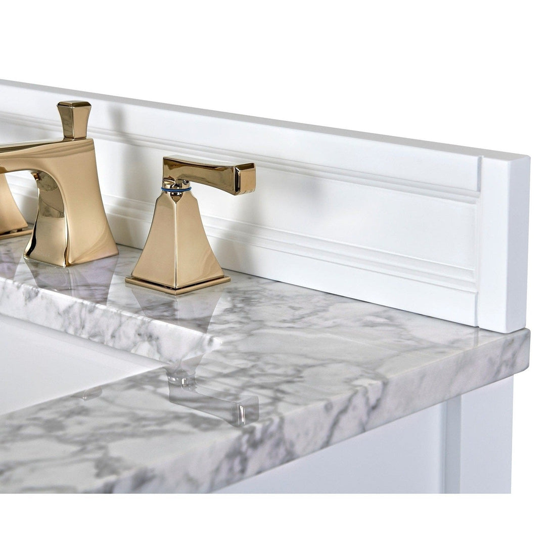 Ancerre Adeline Bathroom Vanity with Farmhouse Sink and Carrara White Marble Top Cabinet Set - VTS-ADELINE-36-W-CW-GD - ShopHubDepot