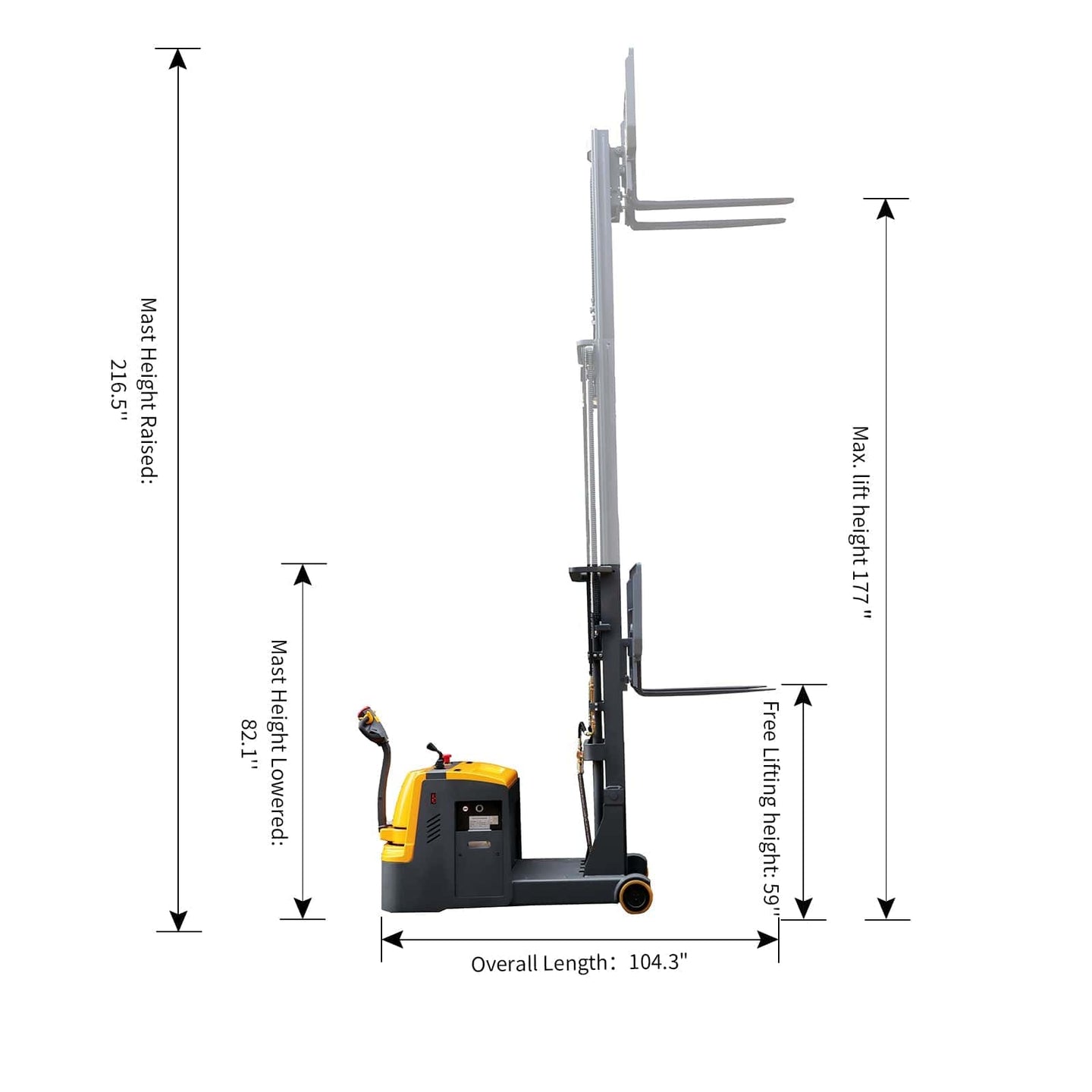 Apollolift Counterbalanced Electric Stacker  3300lbs 177" High - ShopHubDepot