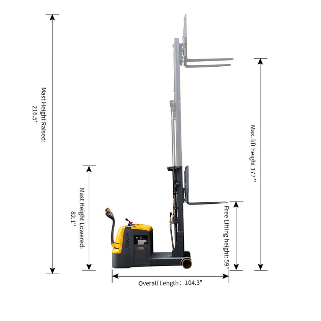 Apollolift Counterbalanced Electric Stacker  3300lbs 177" High - ShopHubDepot