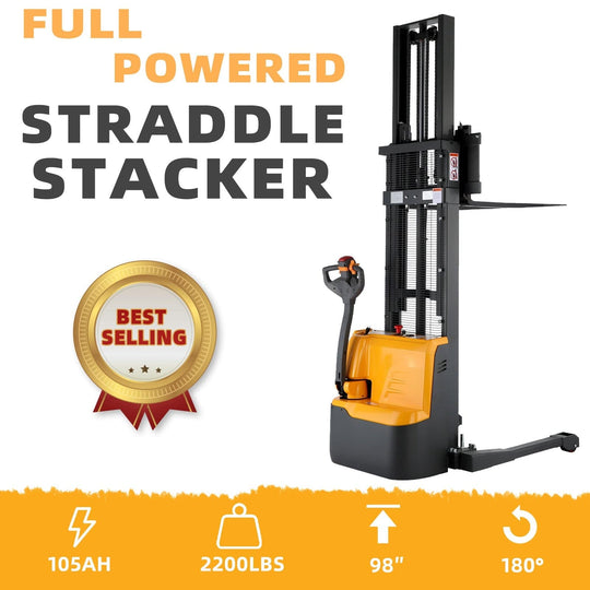 Apollolift Powered Forklift Full Electric Walkie Stacker 2640lbs Cap. Straddle Legs. 118" lifting A-3042 - ShopHubDepot