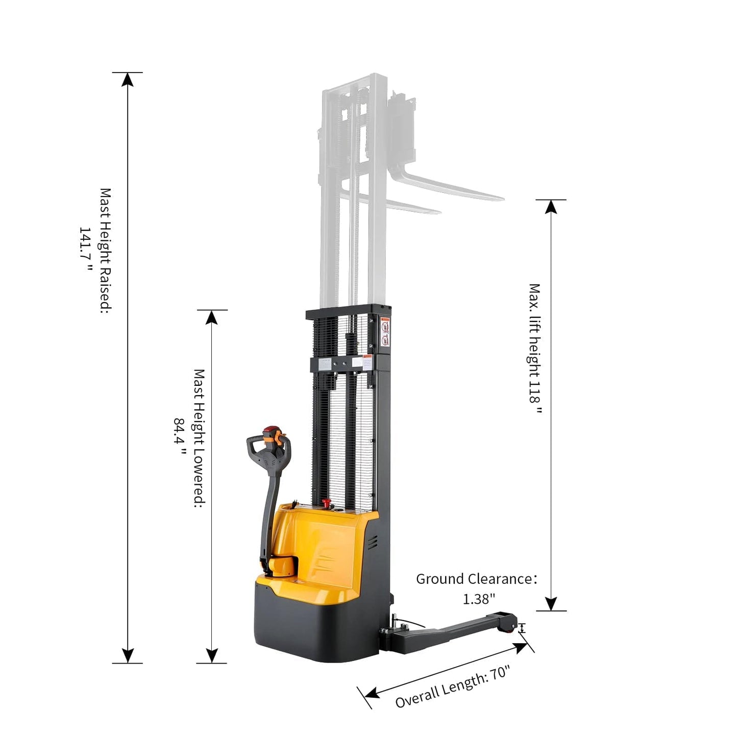 Apollolift Powered Forklift Full Electric Walkie Stacker 3300lbs Cap. Straddle Legs. 118" lifting A-3023 - ShopHubDepot