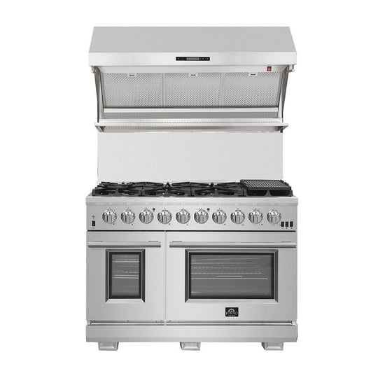 Forno Appliance Package - 48 Inch Dual Fuel Range, Range Hood, Refrigerator, Microwave Drawer, Dishwasher, Wine Cooler, AP-FFSGS6156-48-9 - ShopHubDepot