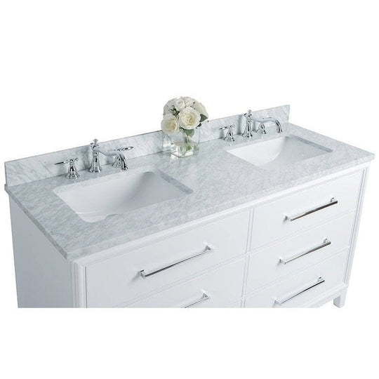 Ancerre Ellie Bathroom Vanity with Sink and Carrara White Marble Top Cabinet Set - VTS-ELLIE-42-W-CW - ShopHubDepot