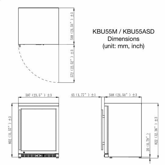 Kings Bottle 24'' Outdoor Beer Fridge Cooler Stainless Steel - KBU55ASD