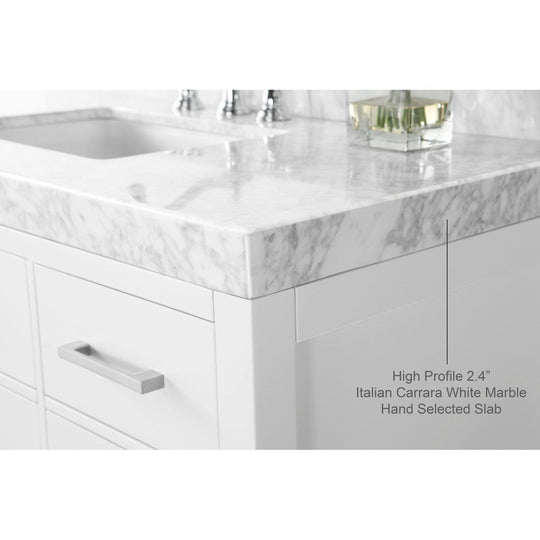 Ancerre Elizabeth Bathroom Vanity with Sink and Carrara White Marble Top Cabinet Set - VTS-ELIZABETH-36-W-CW - ShopHubDepot