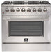 Forno 36″ Galiano Gas Burner / Electric Oven in Stainless Steel 6 Italian Burners, FFSGS6156-36