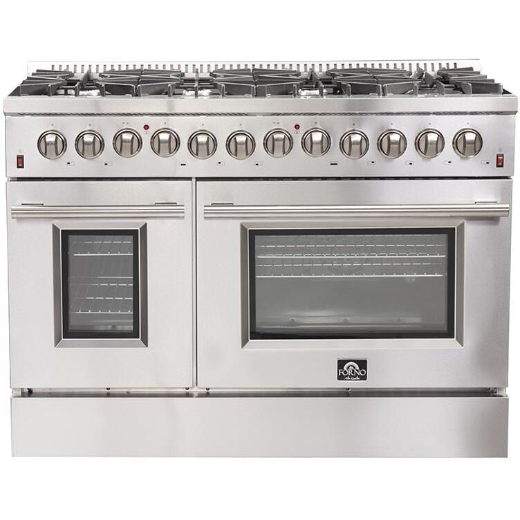 Forno Appliance Package - 48 Inch Dual Fuel Range, Wall Mount Range Hood, 60 Inch Refrigerator, AP-FFSGS6156-48-4