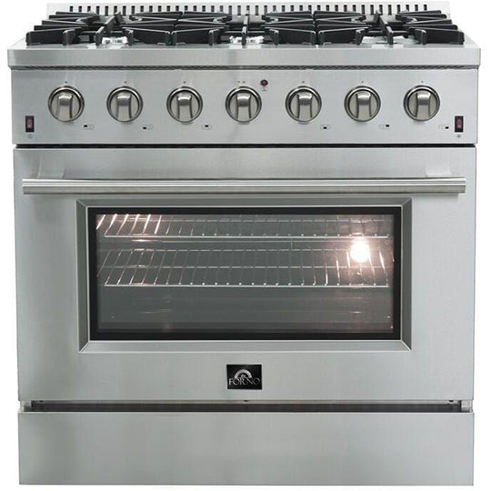 Forno Appliance Package- 36 Inch Gas Range, Wall Mount Range Hood, AP-FFSGS6244-36-W - ShopHubDepot