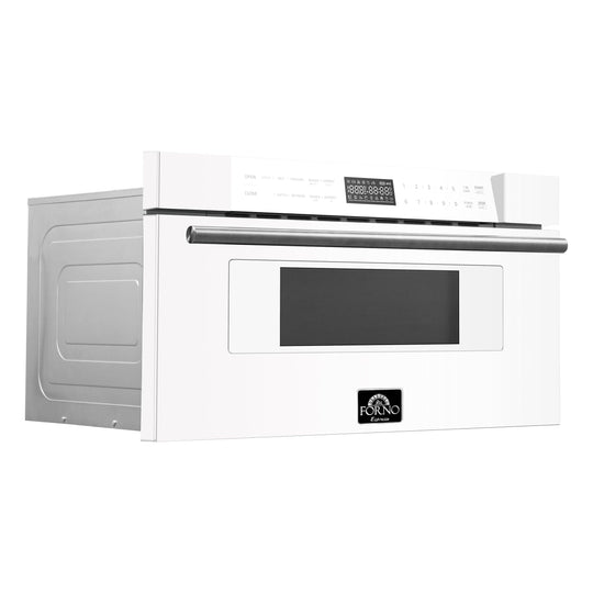 Forno Capoliveri Espresso 30-Inch 1.2 Cu.ft Microwave Drawer in White with Stainless Steel Handle (FMWDR3000-30WHT) - ShopHubDepot