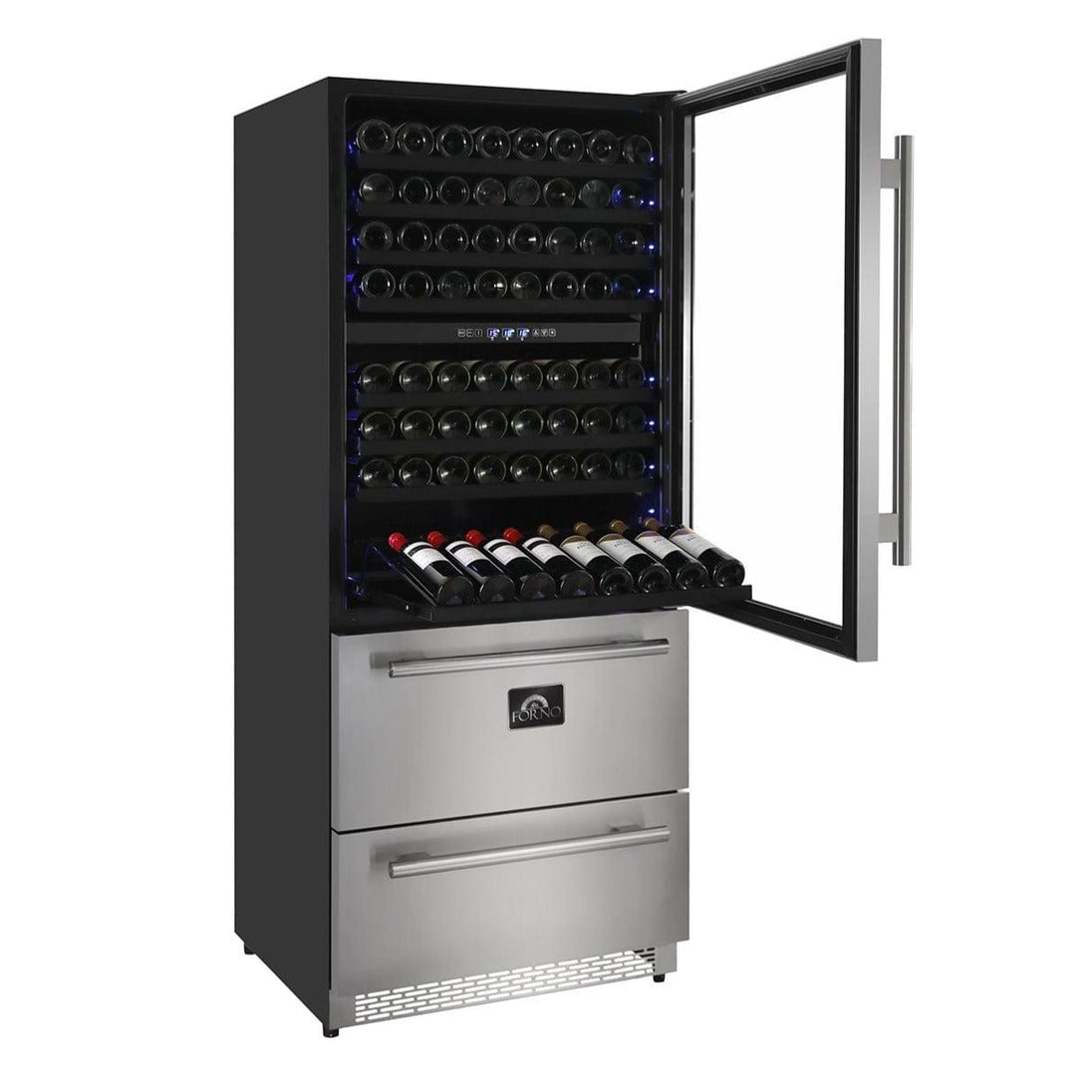 Forno 30 in. 144 Bottle & 200 Can Triple Zone Wine Cooler, FWCDR6661-30S - ShopHubDepot