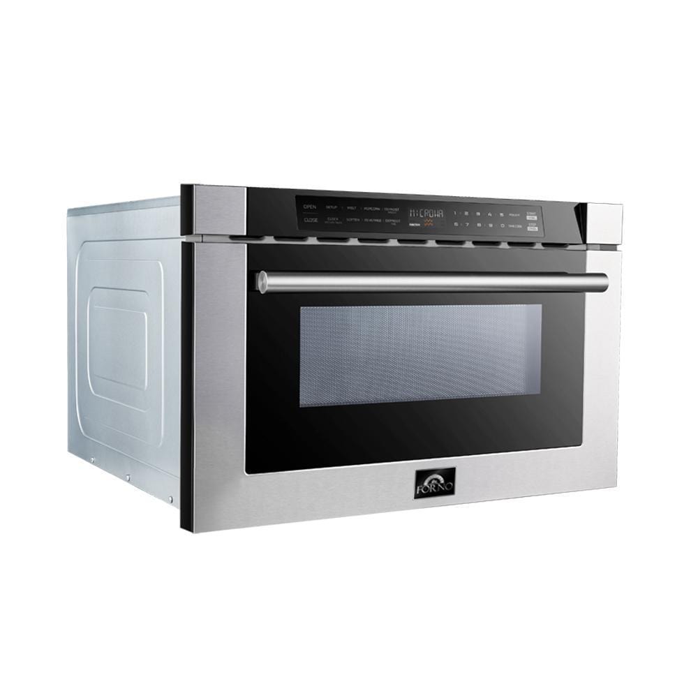 Forno Appliace Package - 36 Inch Dual Fuel Range, Wall Mount Range Hood, Refrigerator, Microwave Drawer, Dishwasher, AP-FFSGS6156-36-8