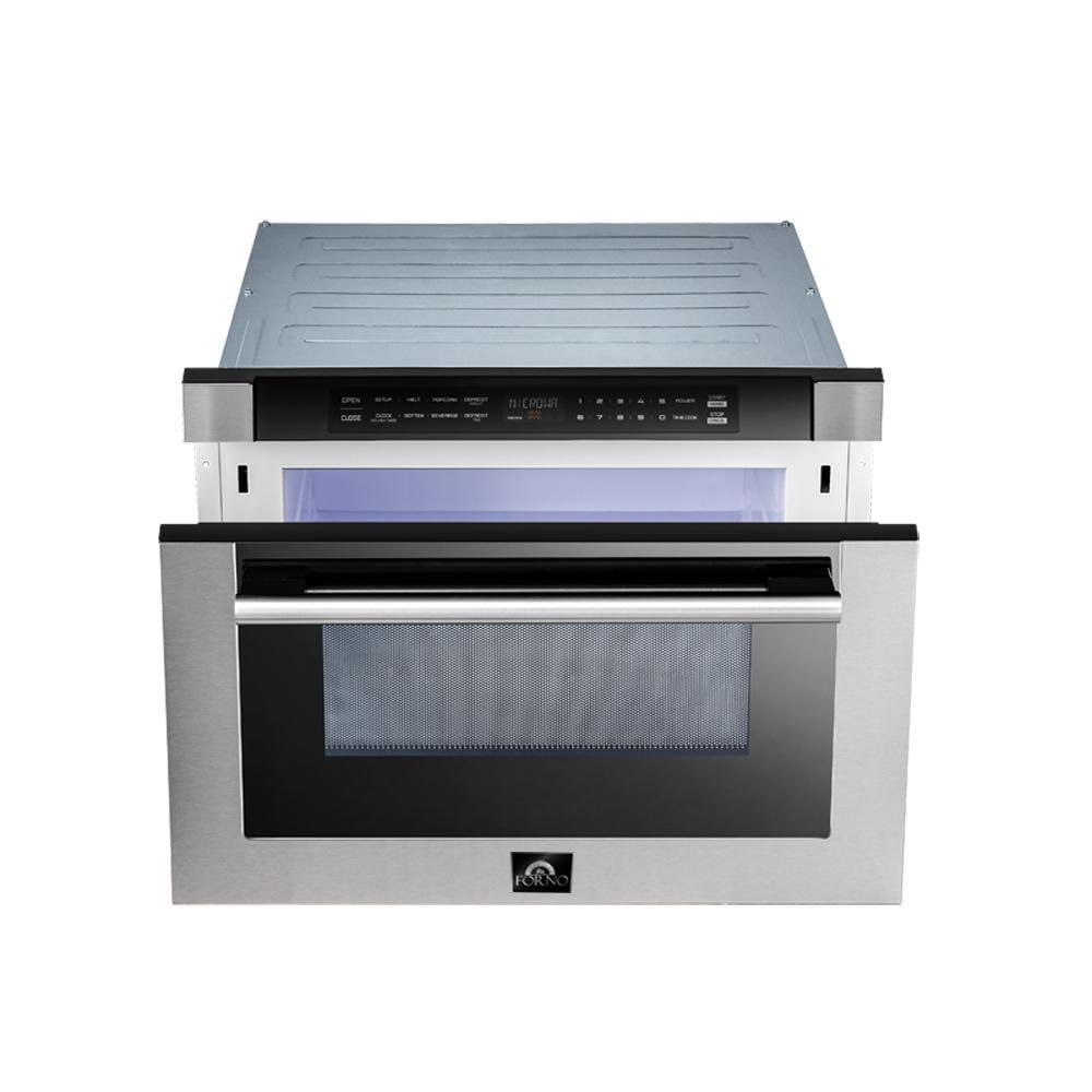 Forno Appliance Package - 30 Inch Gas Range, Wall Mount Range Hood, Microwave Drawer, Dishwasher, AP-FFSGS6275-30-W-6