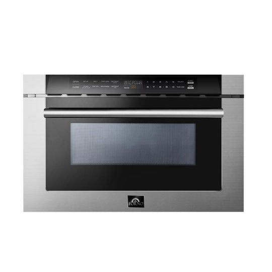 Forno Appliace Package - 48 Inch Gas Range, Wall Mount Range Hood, Refrigerator, Microwave Drawer, Dishwasher, AP-FFSGS6244-48-8