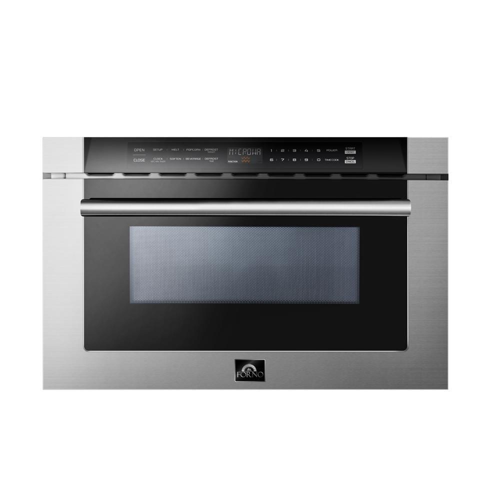 Forno Appliance Package - 36 Inch Gas Burner/Electric Oven Pro Range, Wall Mount Range Hood, Microwave Drawer, Dishwasher, AP-FFSGS6187-36-W-6