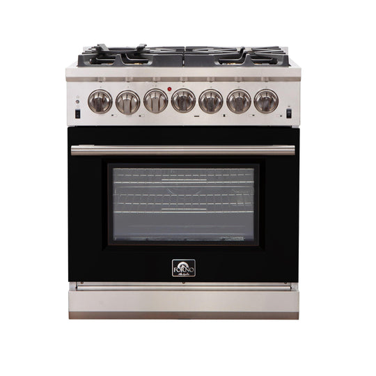 Forno 30 Inch Professional Freestanding Gas Range in Black, FFSGS6260-30BLK - ShopHubDepot