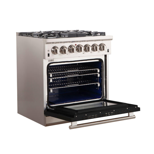 Forno 30 Inch Professional Freestanding Gas Range in Black, FFSGS6260-30BLK - ShopHubDepot