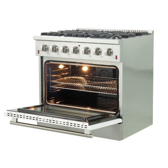 Forno 36 Inch Galiano Professional Freestanding Gas Range in White, FFSGS6244-36WHT - ShopHubDepot