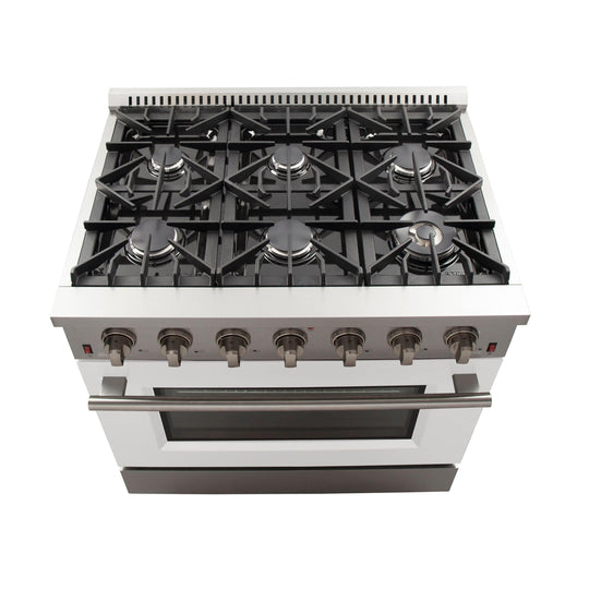 Forno 36 Inch Galiano Professional Freestanding Gas Range in White, FFSGS6244-36WHT - ShopHubDepot