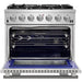 Forno Appliance Package - 36 Inch Gas Burner/Electric Oven Pro Range, Wall Mount Range Hood, Microwave Drawer, Dishwasher, AP-FFSGS6187-36-W-6