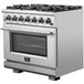 Forno Appliance Package - 36 Inch Gas Burner/Electric Oven Pro Range, Range Hood, Refrigerator, Microwave Drawer, Dishwasher, Wine Cooler, AP-FFSGS6187-36-W-9