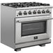 Forno Appliance Package - 36 Inch Gas Burner/Electric Oven Pro Range, Wall Mount Range Hood, Microwave Drawer, AP-FFSGS6187-36-W-3