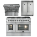 Forno Appliance Package - 48 Inch Gas Range, Wall Mount Range Hood, 60 Inch Refrigerator, AP-FFSGS6244-48-4