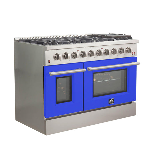Forno 48 Inch Professional Freestanding Gas Range in Blue, FFSGS6244-48BLU - ShopHubDepot