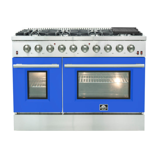 Forno 48 Inch Professional Freestanding Gas Range in Blue, FFSGS6244-48BLU - ShopHubDepot