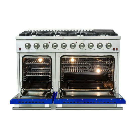 Forno 48 Inch Professional Freestanding Gas Range in Blue, FFSGS6244-48BLU - ShopHubDepot