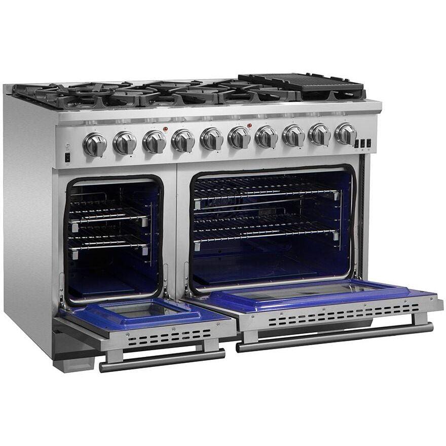 Forno Appliance Package - 48 Inch Pro Gas Range, Refrigerator, Microwave Drawer, Dishwasher, AP-FFSGS6260-48-7 - ShopHubDepot