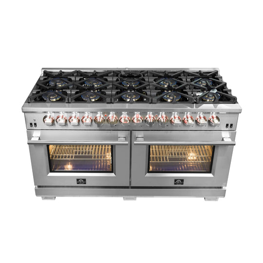 Forno 60 Inch Titanium Pro Series Capriasca Freestanding Dual Fuel Range, FFSGS6187-60