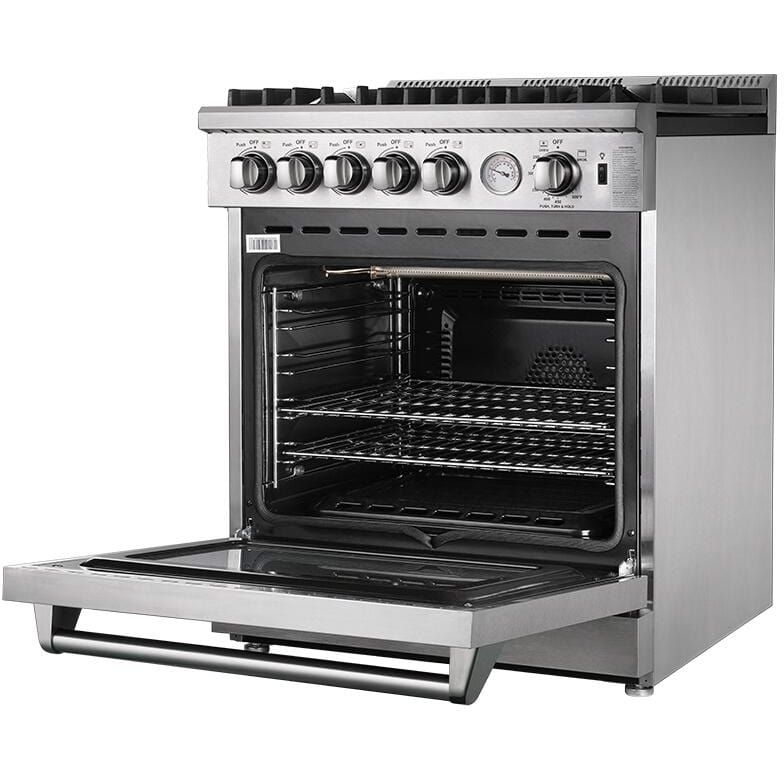 Forno Appliace Package - 30 Inch Gas Range, Wall Mount Range Hood, Refrigerator, Microwave Drawer, Dishwasher, AP-FFSGS6275-30-W-8