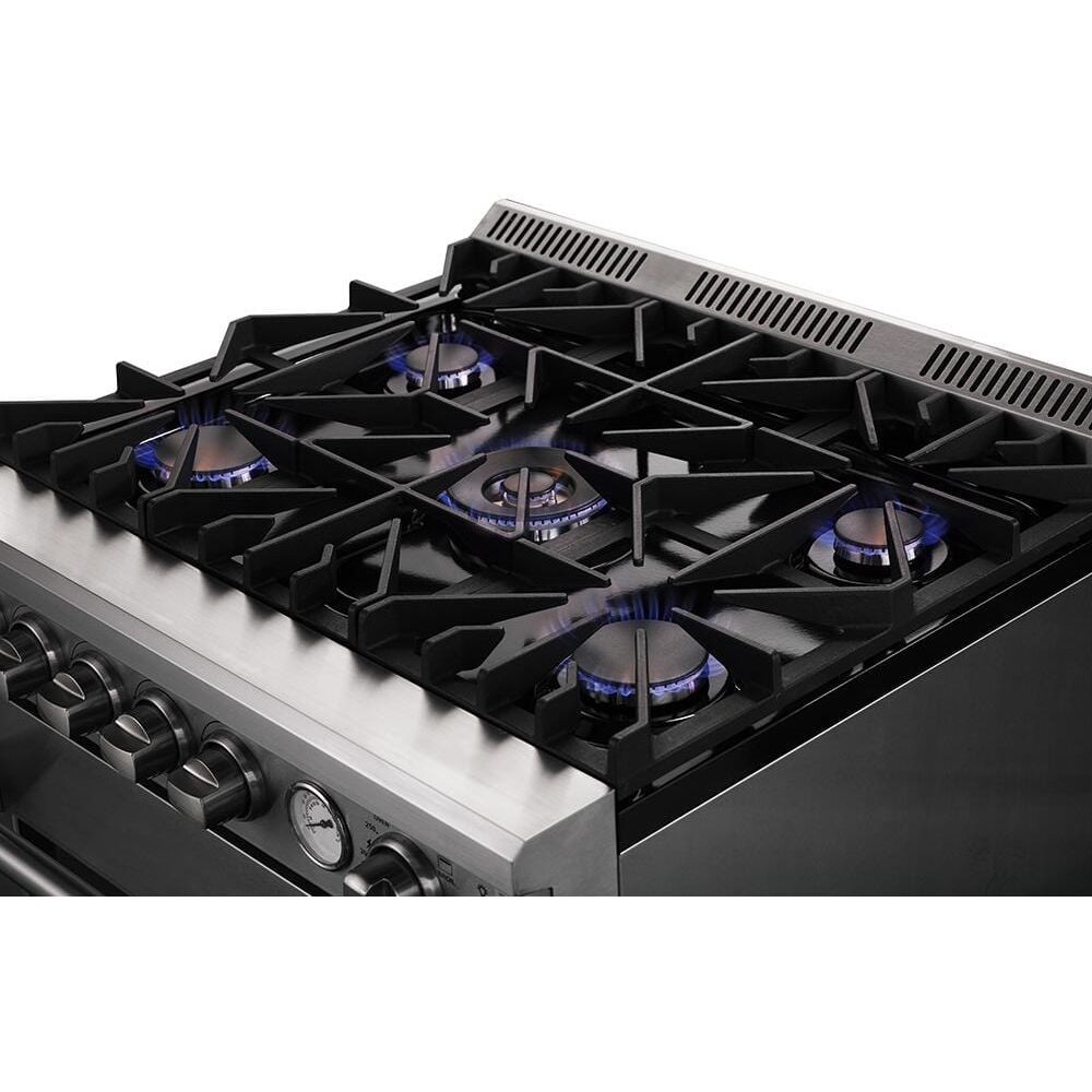 Forno Appliance Package - 30 Inch Gas Range, Wall Mount Range Hood, Microwave Drawer, Dishwasher, AP-FFSGS6275-30-W-6