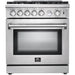 Forno Appliance Package - 30 Inch Gas Range, Range Hood, Refrigerator, Microwave Drawer, Dishwasher, Wine Cooler, AP-FFSGS6275-30-W-9