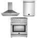 Forno Appliance Package - 30 Inch Gas Range, Wall Mount Range Hood, Dishwasher, AP-FFSGS6275-30-W-2