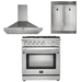 Forno Appliance Package - 30 Inch Gas Range, Wall Mount Range Hood, Refrigerator, AP-FFSGS6275-30-W-4