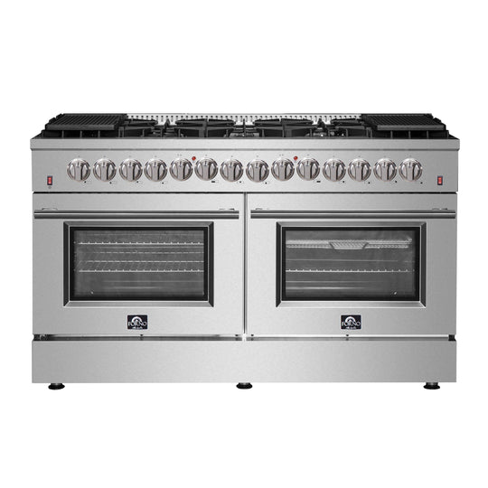 Forno Galiano 60 In. 8.64 cu. ft. Professional Freestanding Dual Fuel Range in Stainless Steel, FFSGS6156-60 - ShopHubDepot