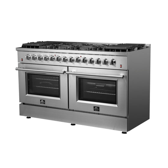 Forno Galiano 60 In. 8.64 cu. ft. Professional Freestanding Dual Fuel Range in Stainless Steel, FFSGS6156-60 - ShopHubDepot