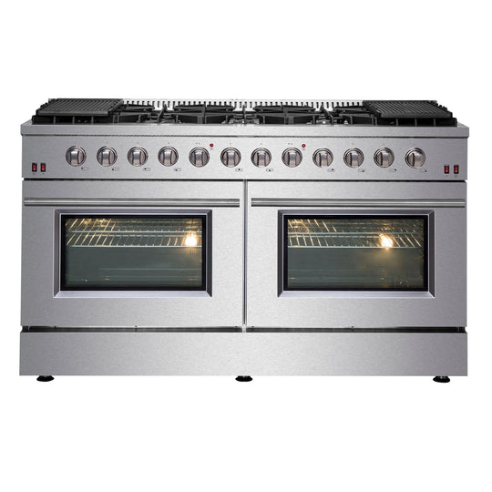Forno Galiano 60 In. 8.64 cu. ft. Professional Freestanding Gas Range in Stainless Steel, FFSGS6244-60 - ShopHubDepot