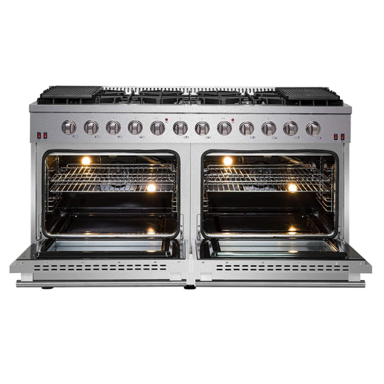 Forno Galiano 60 In. 8.64 cu. ft. Professional Freestanding Gas Range in Stainless Steel, FFSGS6244-60 - ShopHubDepot