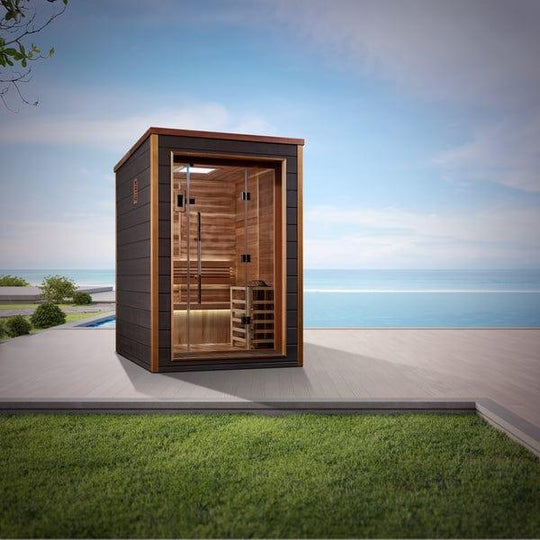 Golden Designs Narvik 2 Person Outdoor-Indoor Traditional Sauna - Canadian Red Cedar Interior - GDI-8202-01 - ShopHubDepot