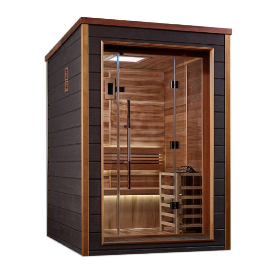 Golden Designs Narvik 2 Person Outdoor-Indoor Traditional Sauna - Canadian Red Cedar Interior - GDI-8202-01 - ShopHubDepot